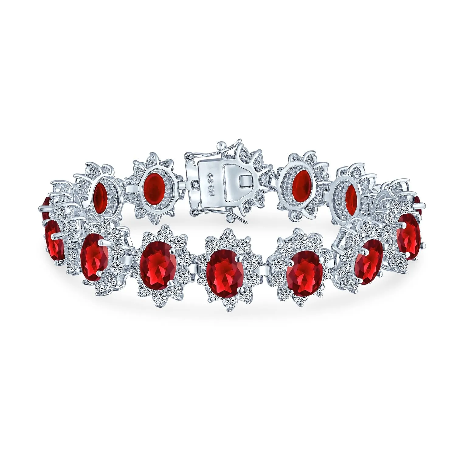Natural Garnet 925 Sterling Silver Tennis Bracelet Jewelry