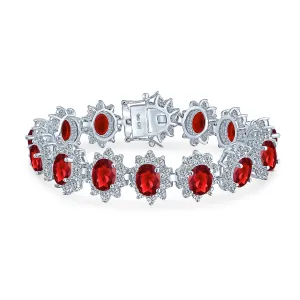Natural Garnet 925 Sterling Silver Tennis Bracelet Jewelry