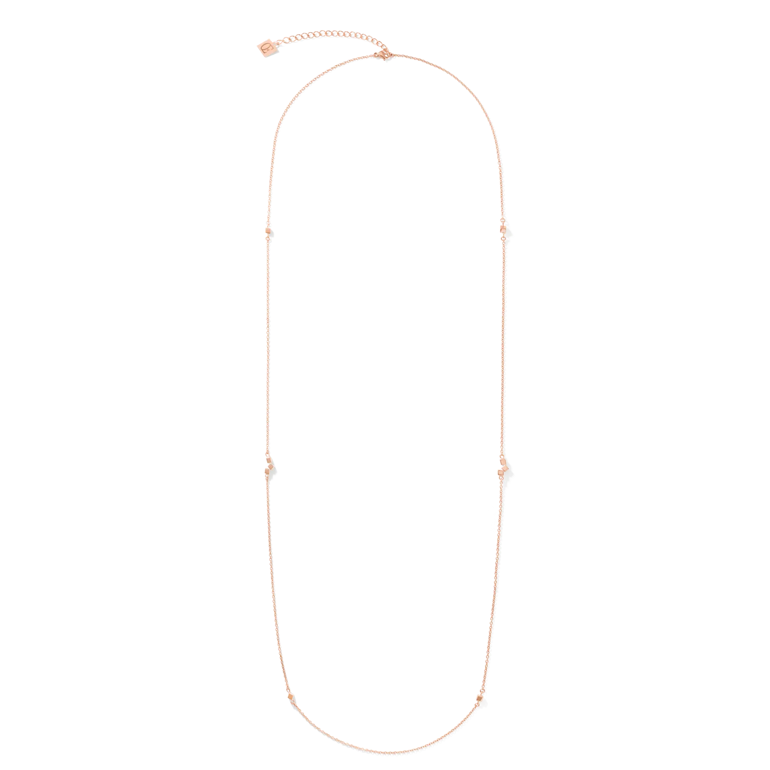 Necklace Dancing GeoCUBE® small chain long stainless steel rose gold