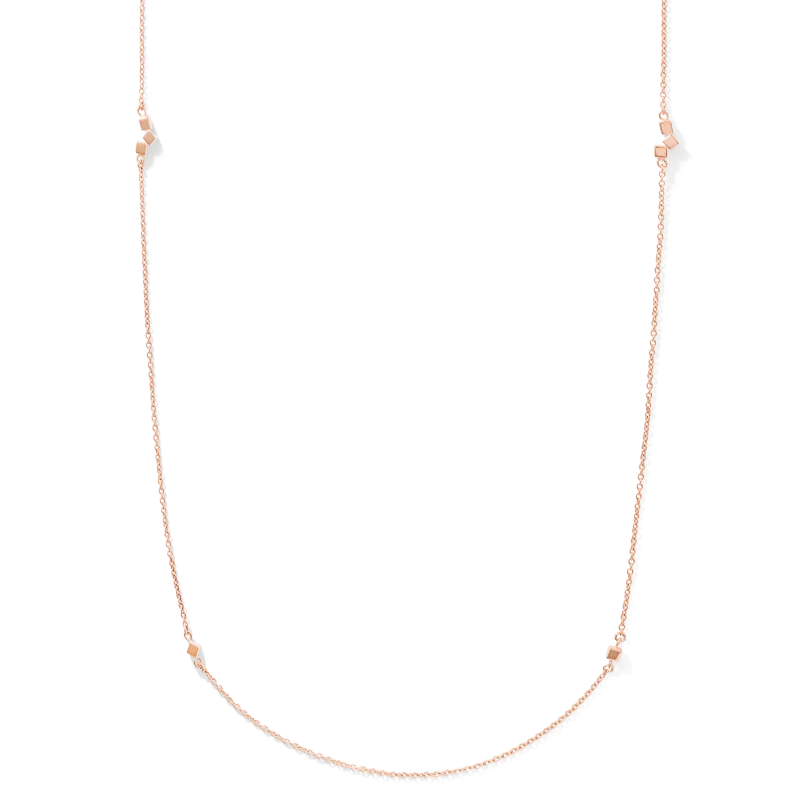 Necklace Dancing GeoCUBE® small chain long stainless steel rose gold