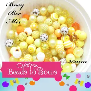 NEW 24 Ct. 20mm Printed Sunflower & Bumble Bee Mix With Coordinating Colored Bubblegum Bead Mix
