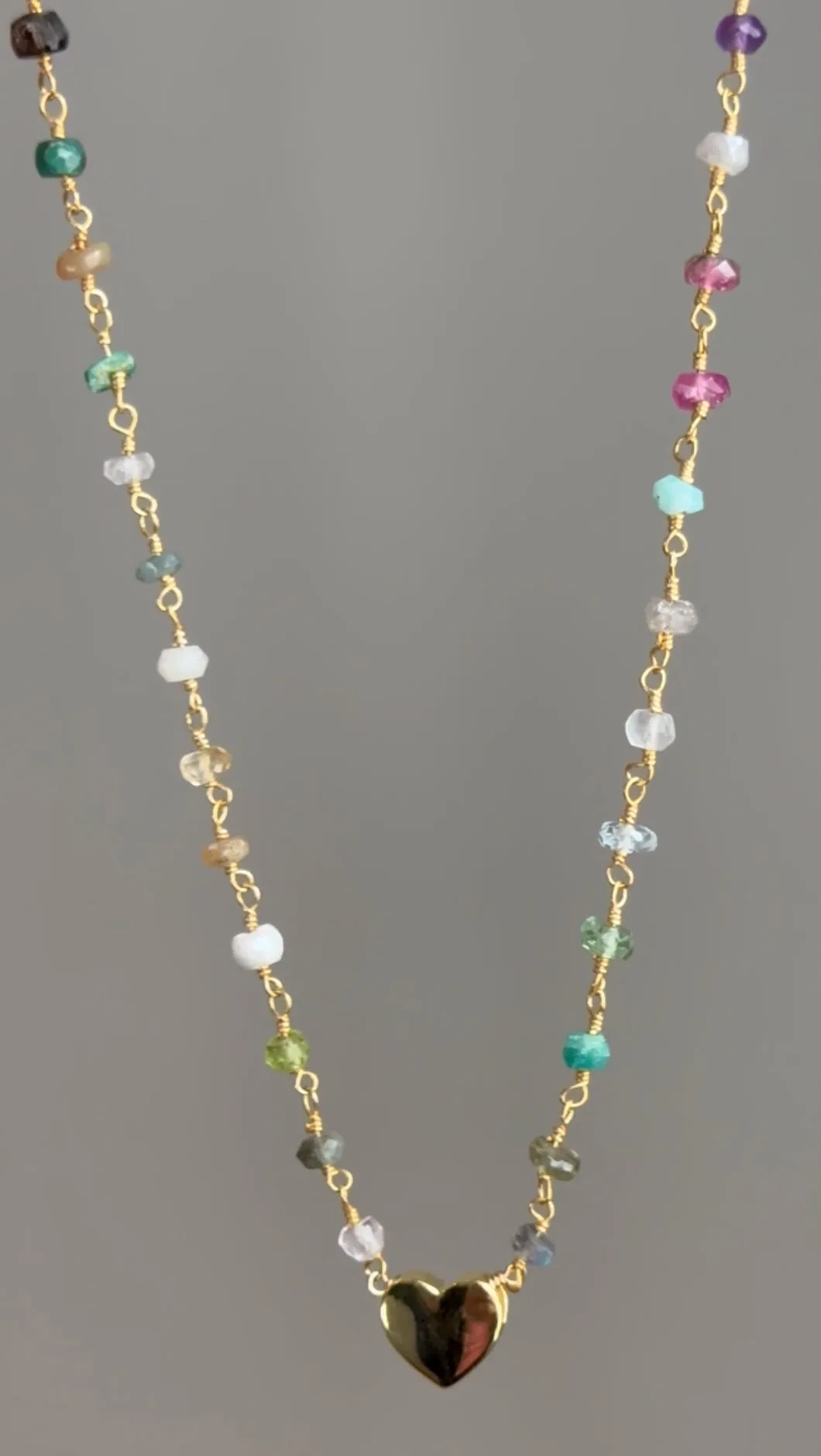 New! Rainbow Heart Bead Necklace