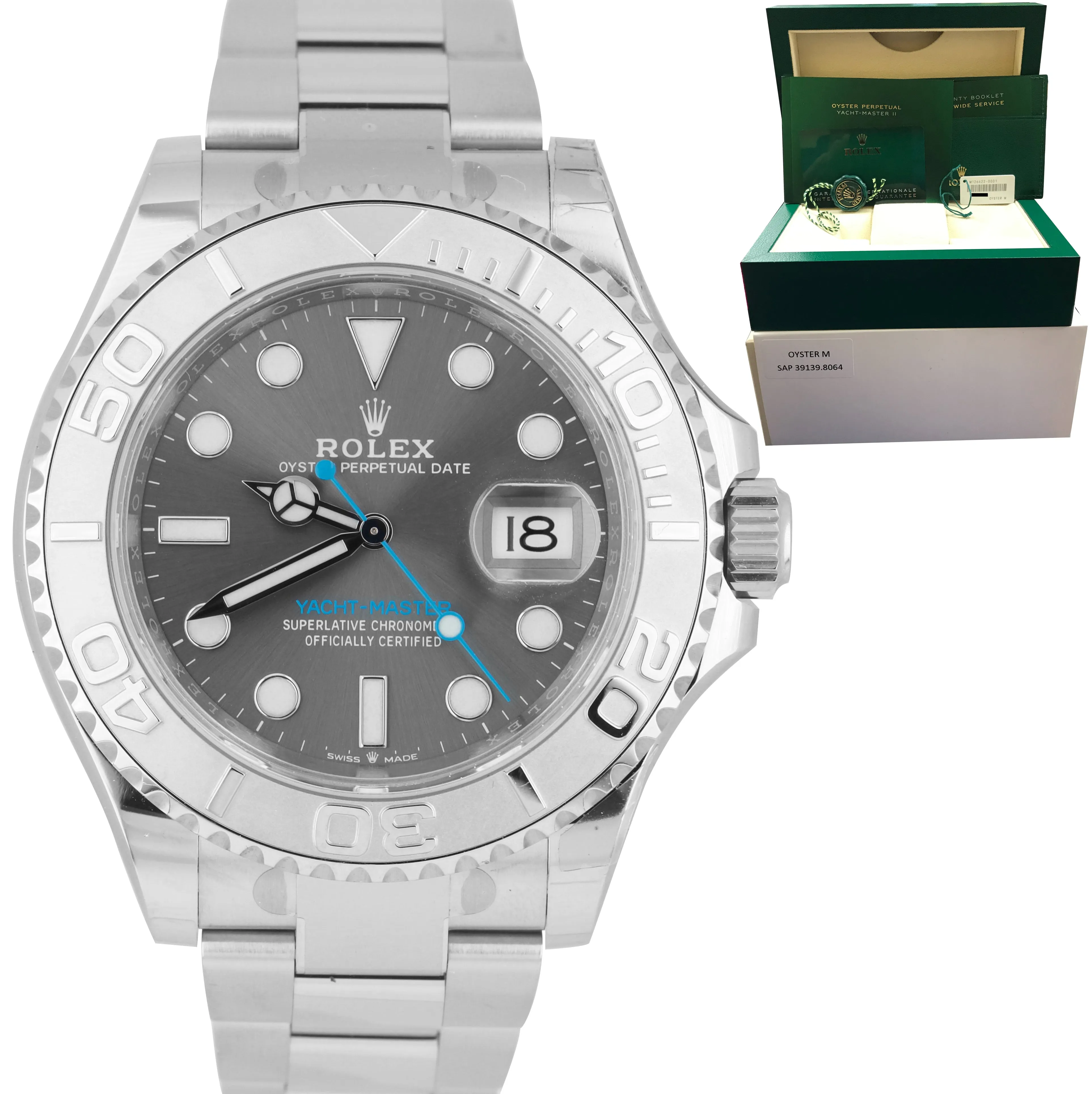 NEW STICKERED JAN. 2022 Rolex Yacht-Master 40mm Dark Rhodium Blue 126622 Watch