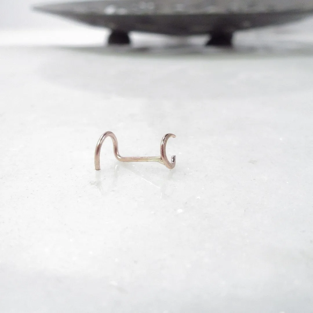 Nose Stud Hammered Crescent Moon 3mm Choose Your Style and Metal