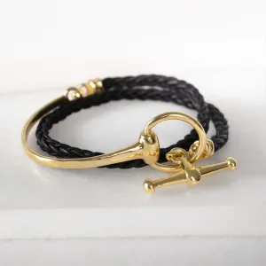 Odeza - Wrap Around Horse Bit Leather and 14K Gold on Brass Bracelet