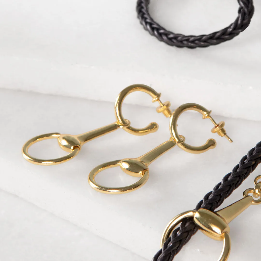Odeza - Wrap Around Horse Bit Leather and 14K Gold on Brass Bracelet