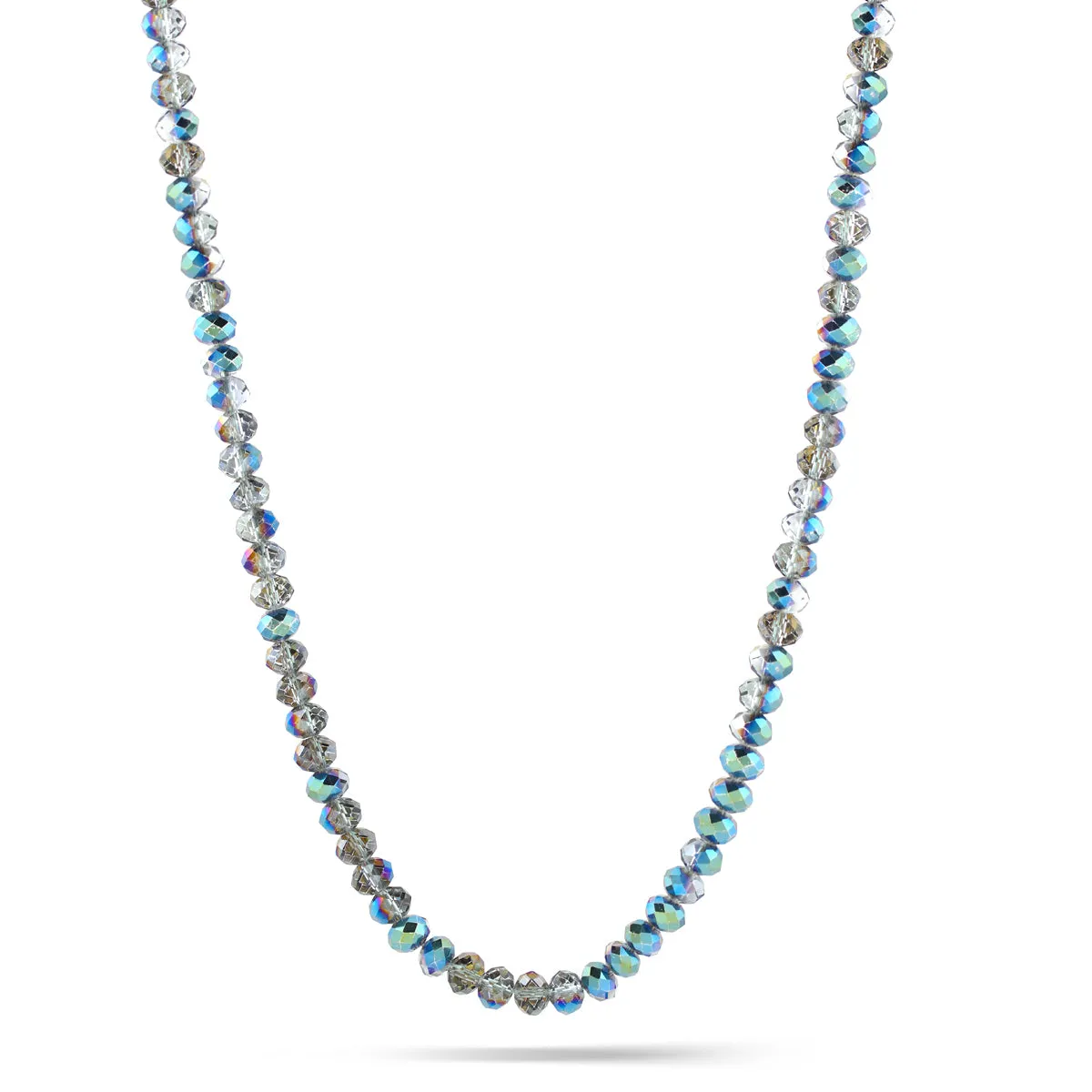 OLIVE RAINBOW CRYSTAL BEADS NECKLACES #HNN1285-7 OLIVE RAIN (TB1/R-TH13)