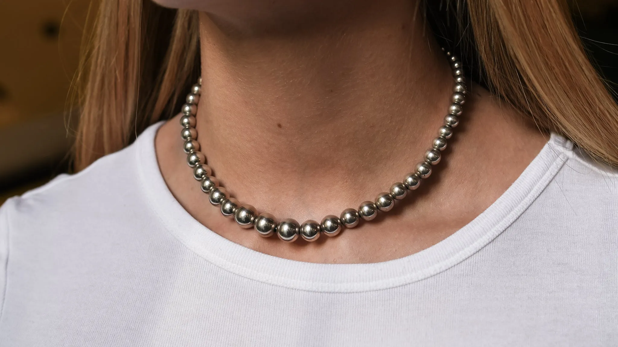 On hold for kelly dlc Silver Bead Necklace by Tiffany & Co