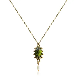 One-Of-A-Kind Green Tourmaline Pendant With Pearl