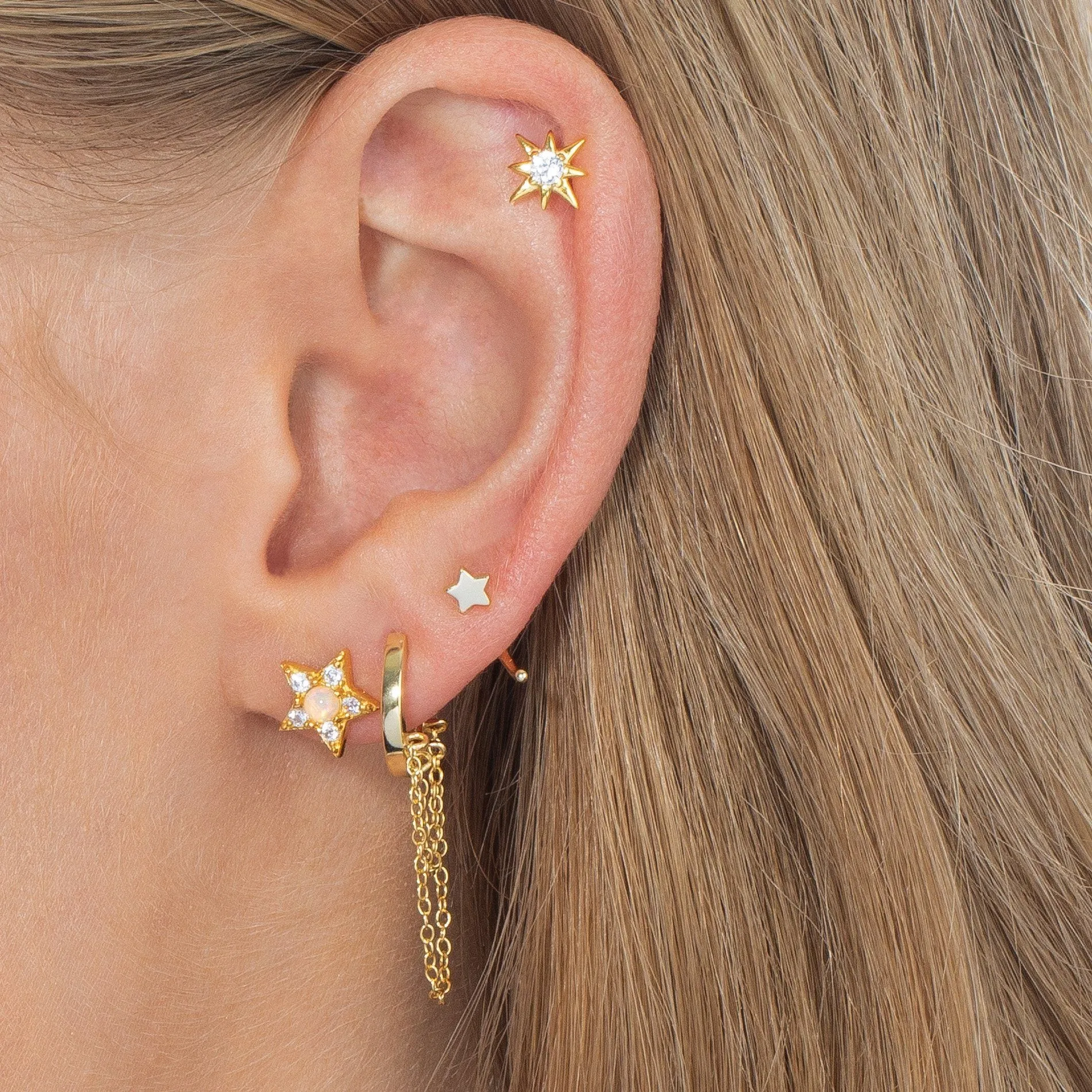 Opal Star Stud Earring