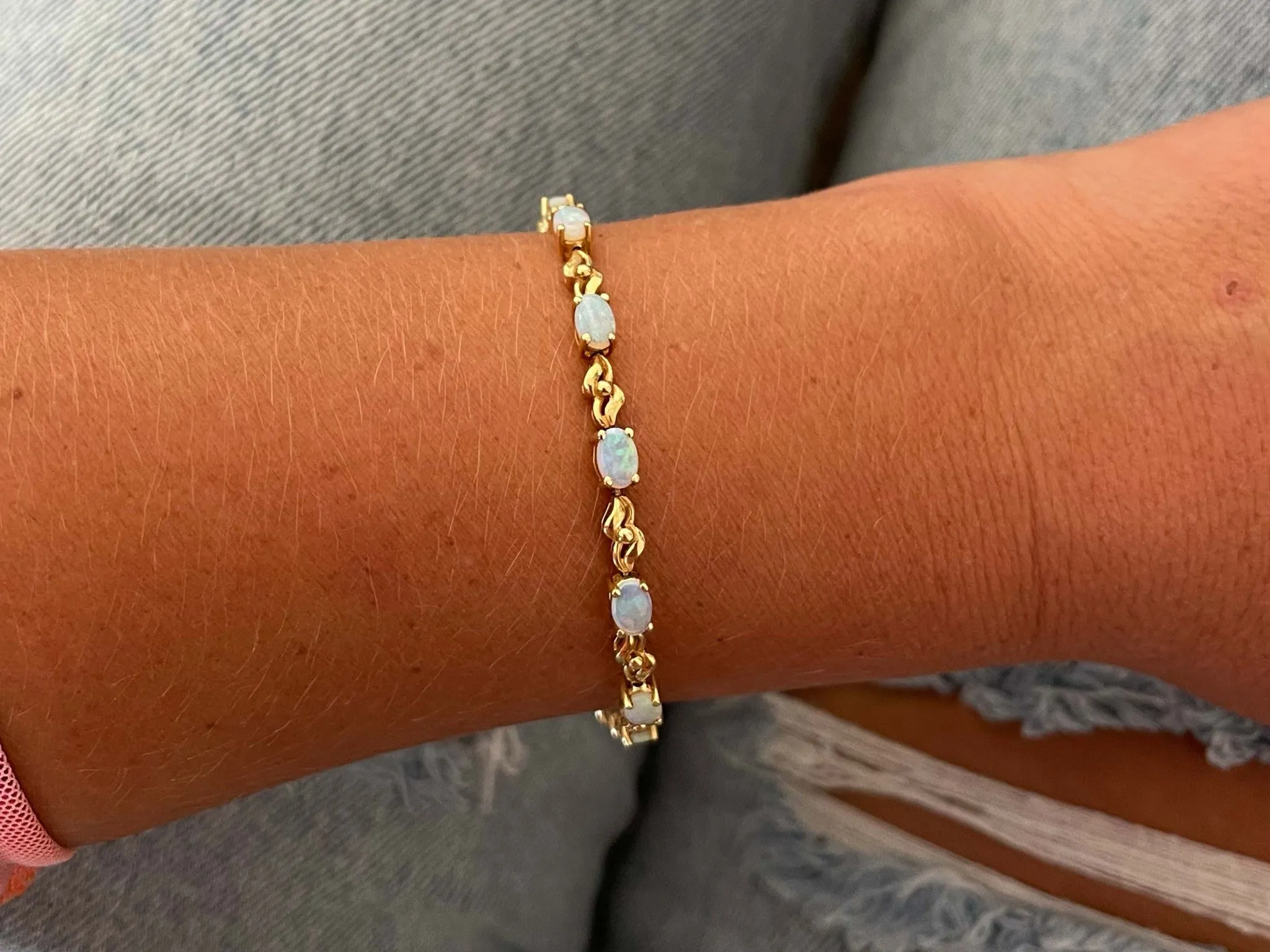 Opal Tennis Bracelet in 14k Yellow Gold