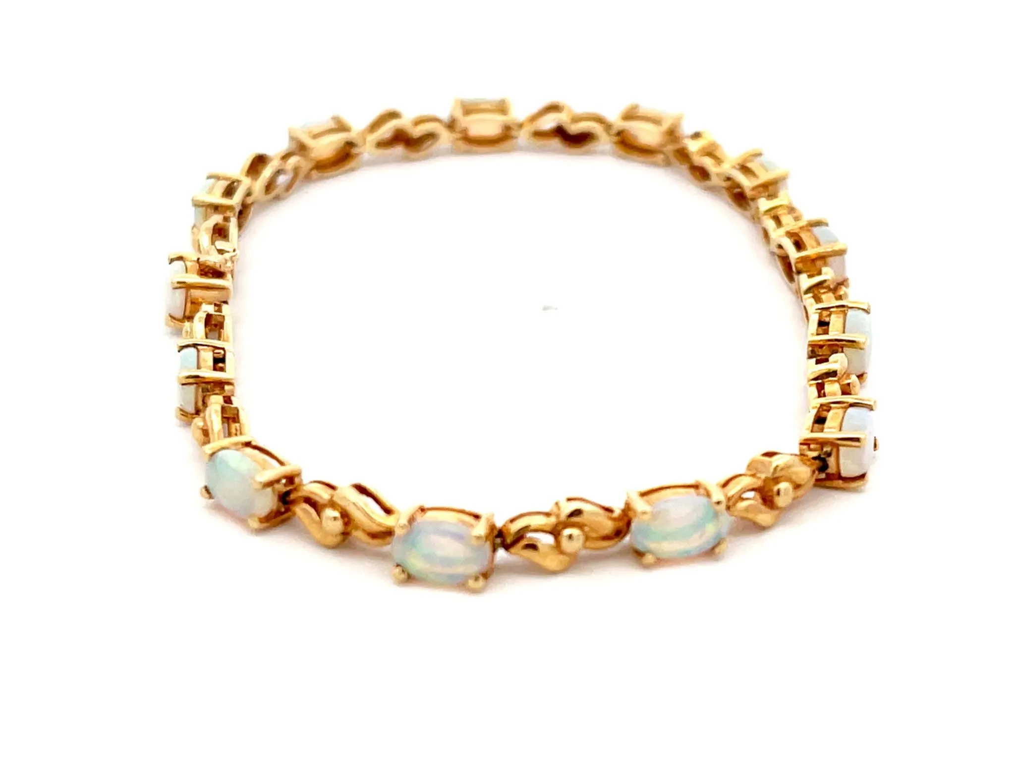 Opal Tennis Bracelet in 14k Yellow Gold
