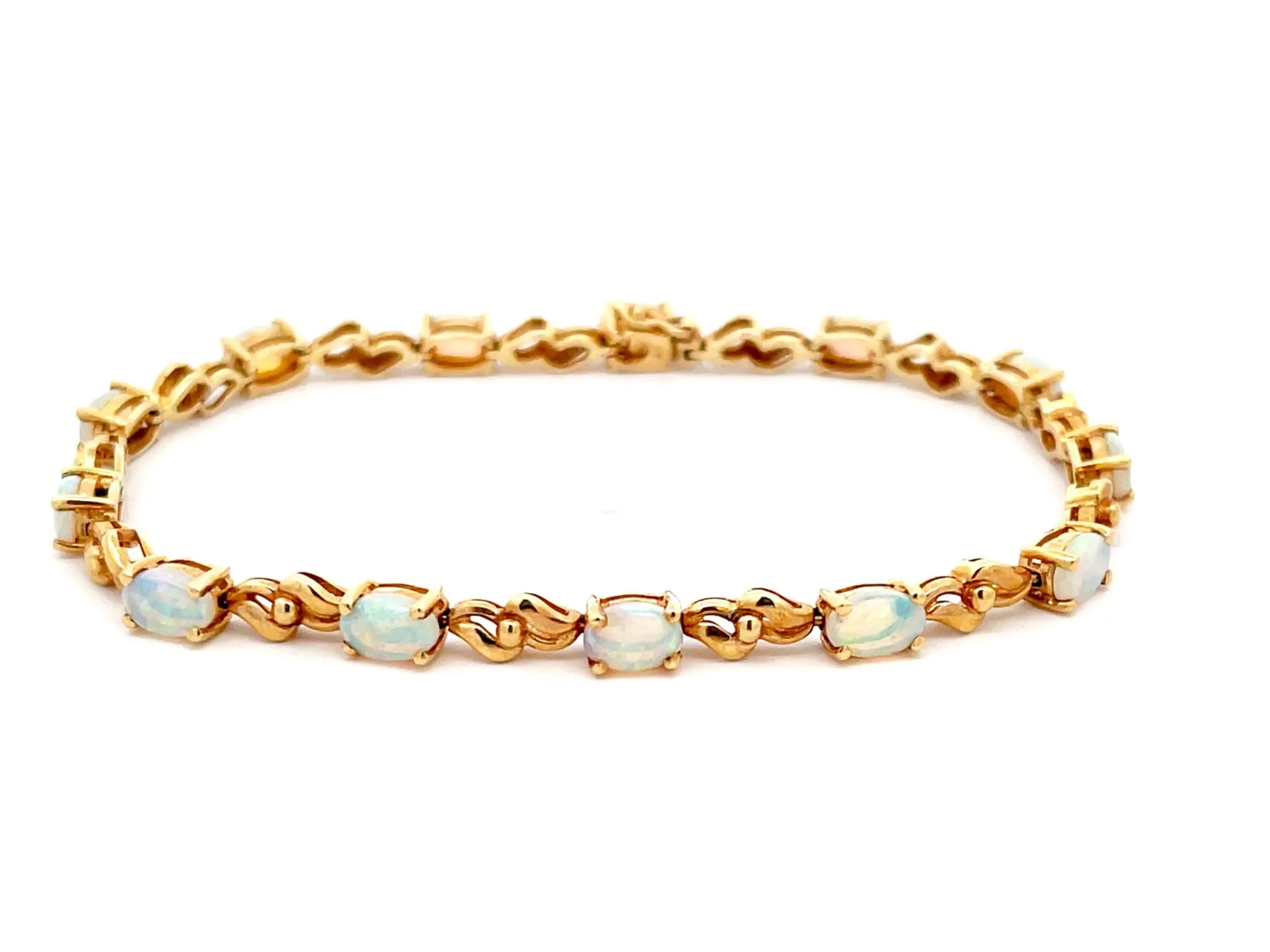 Opal Tennis Bracelet in 14k Yellow Gold