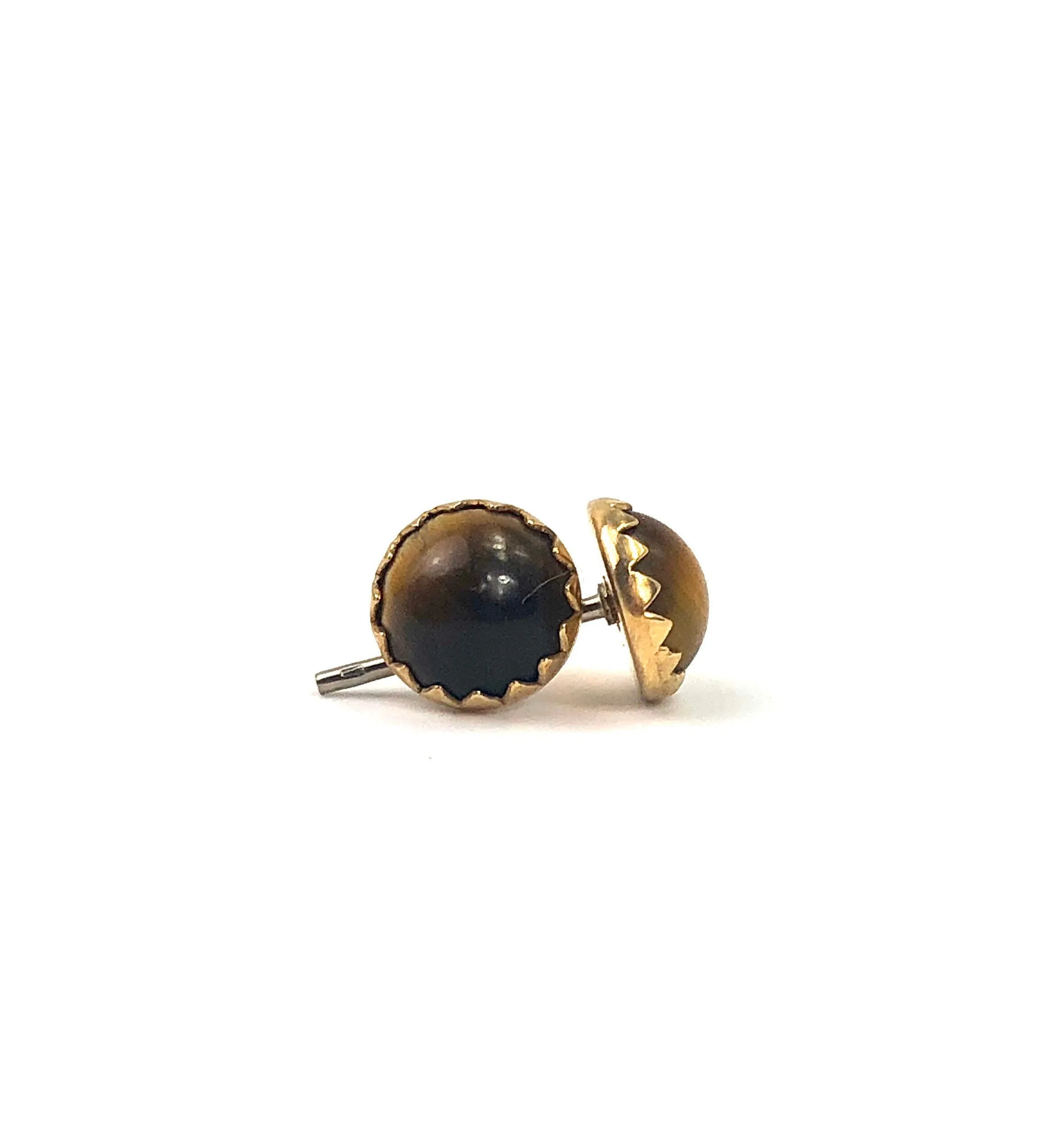 Opal , tiger eye 14KGF post , sterling silver peg , SKU#TGR997EYE