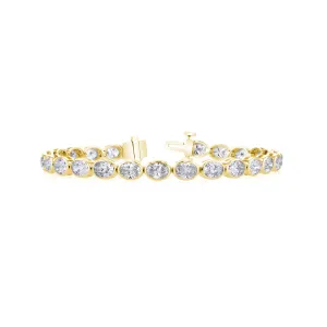 Oval Cut Bezel Set 18K Yellow Gold 10.52ct Diamond Tennis Bracelet