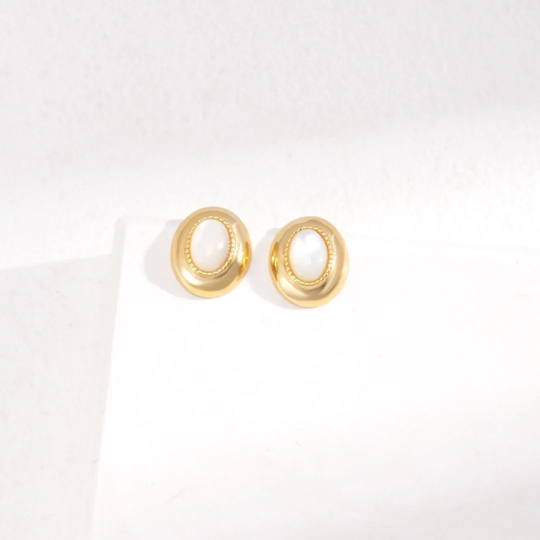 Oval Mother of Pearl Earrings
