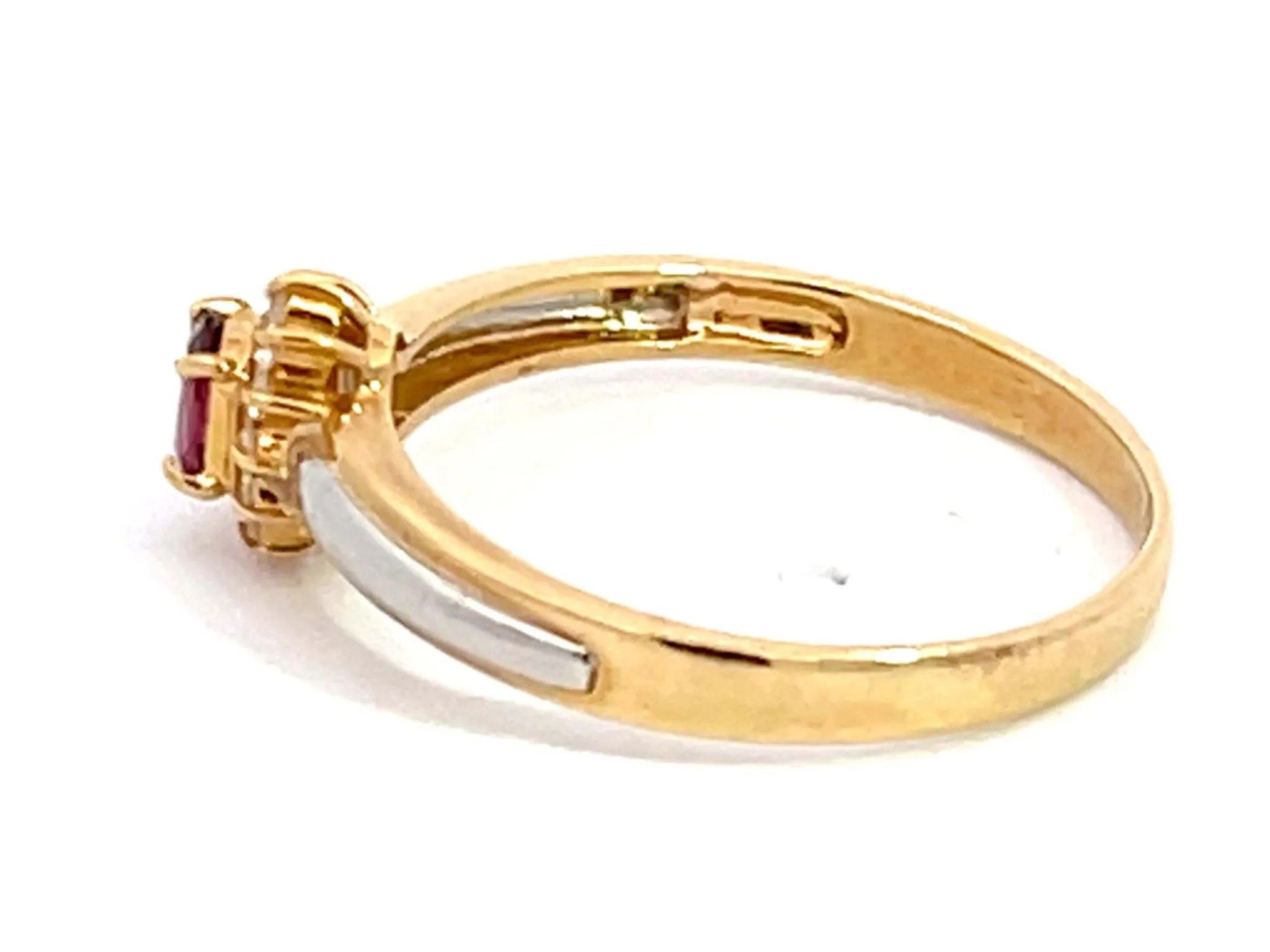Oval Ruby and Diamond Halo Ring in 18k Yellow Gold & Platinum