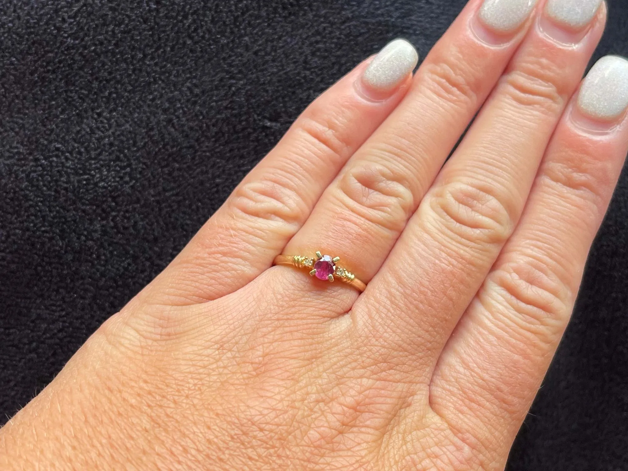 Oval Ruby Diamond Ring in 14k Yellow Gold