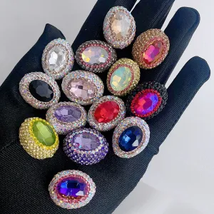 Oval Shape Fancy Clay Beads with Rhinestones