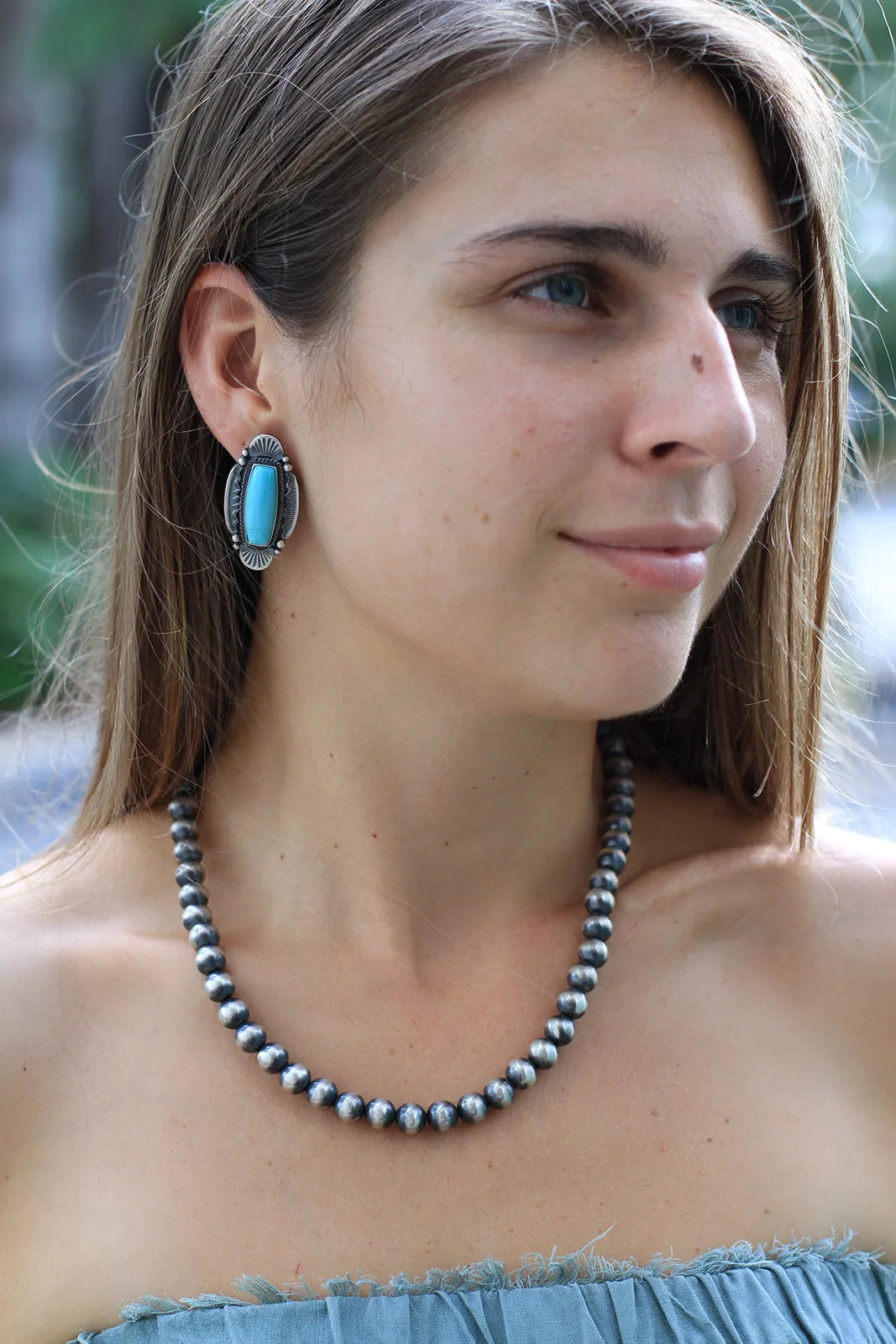 Oxidized Sterling Silver Bead Necklace
