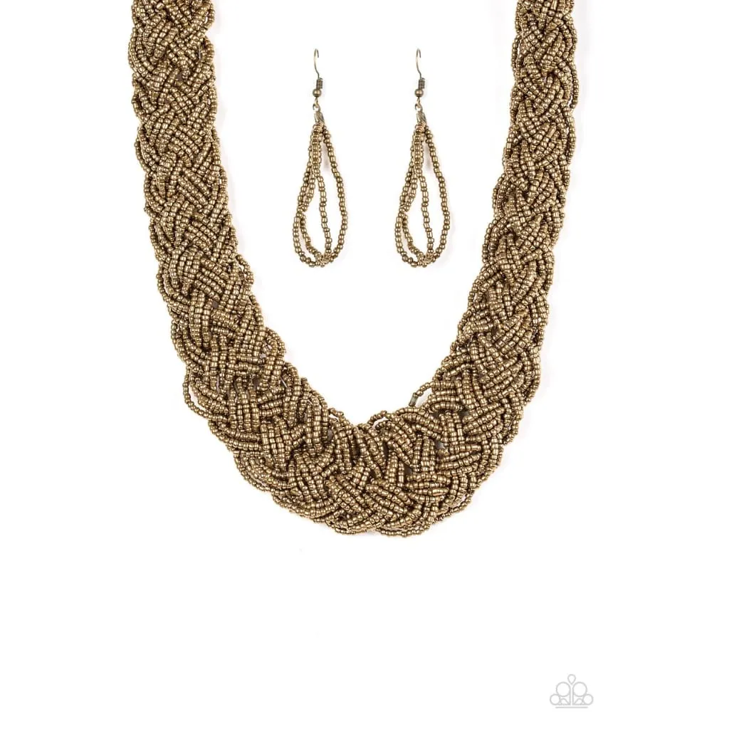 Paparazzi Mesmerizingly Mesopotamia - Brass Necklace