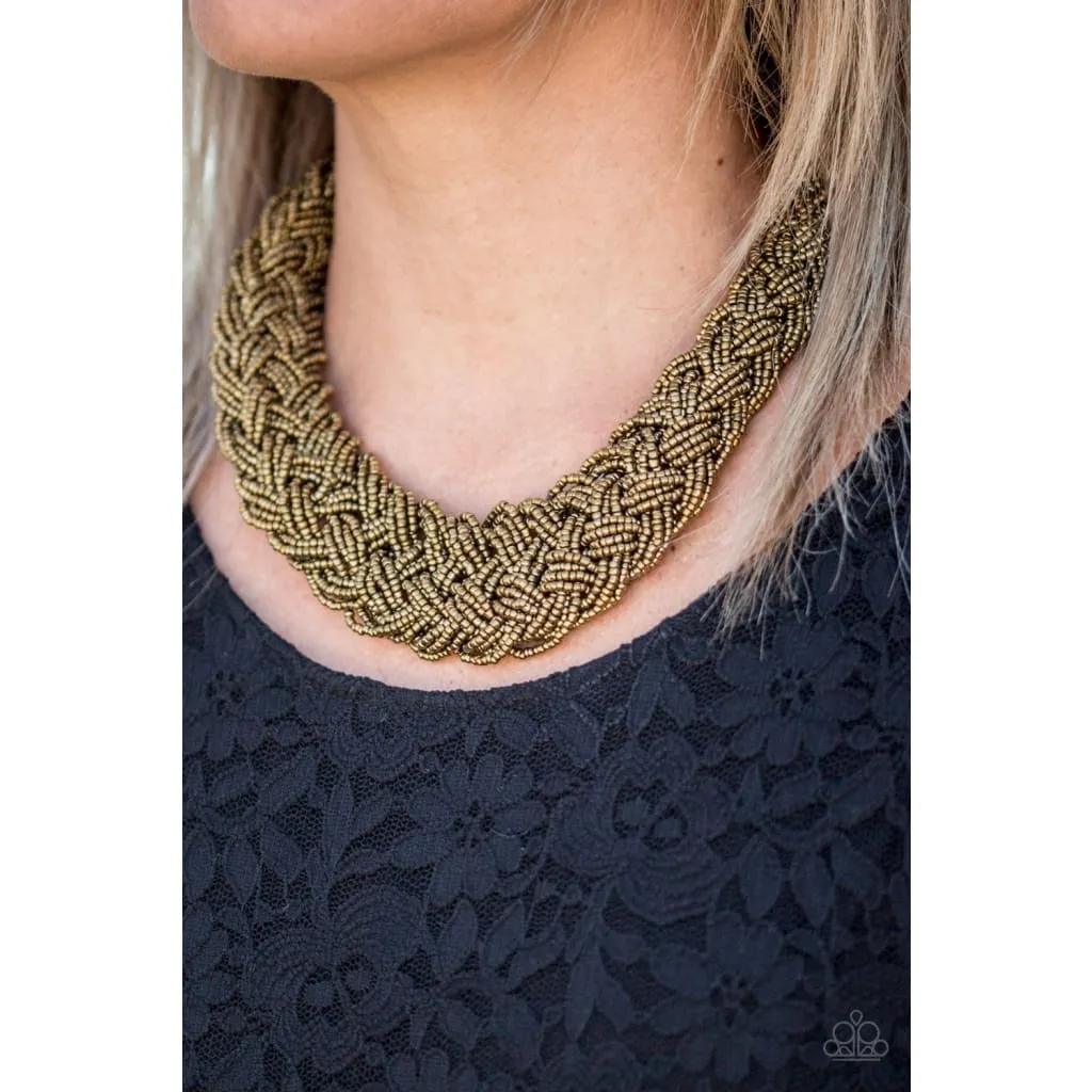 Paparazzi Mesmerizingly Mesopotamia - Brass Necklace