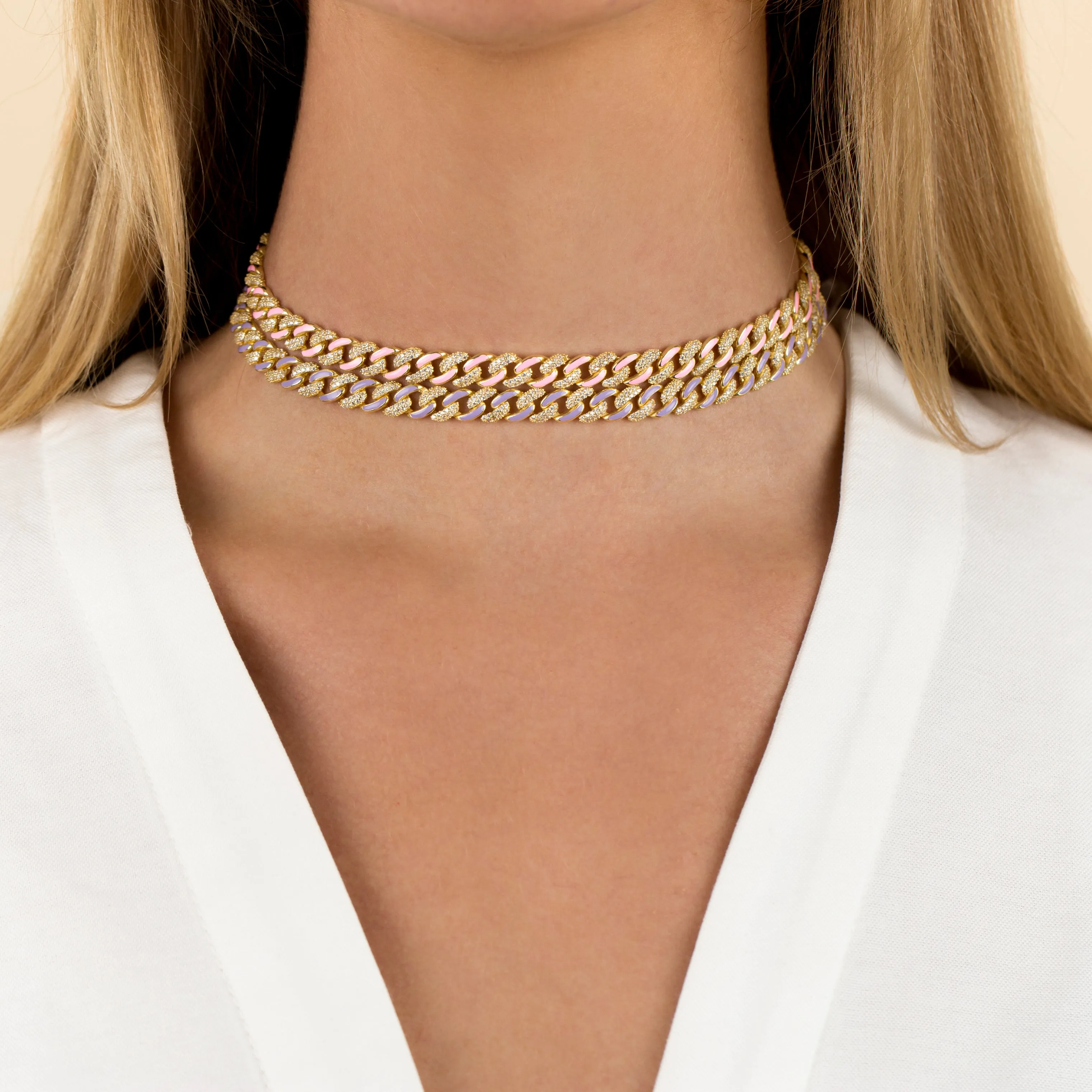 Pastel Enamel Chain Link Choker