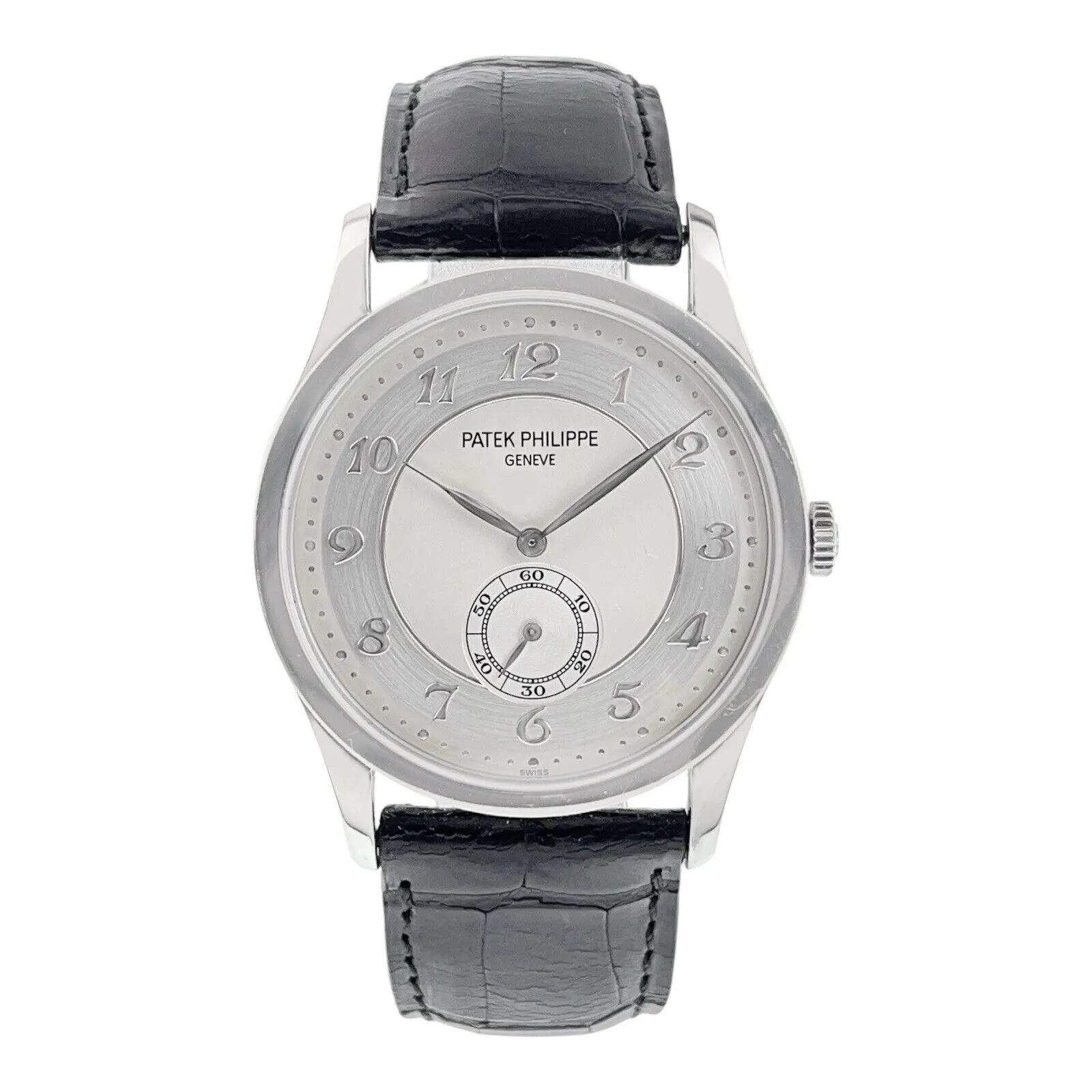 Patek Philippe Calatrava Platinum Silver Color Dial 37mm Manual Wind Mens 5196P