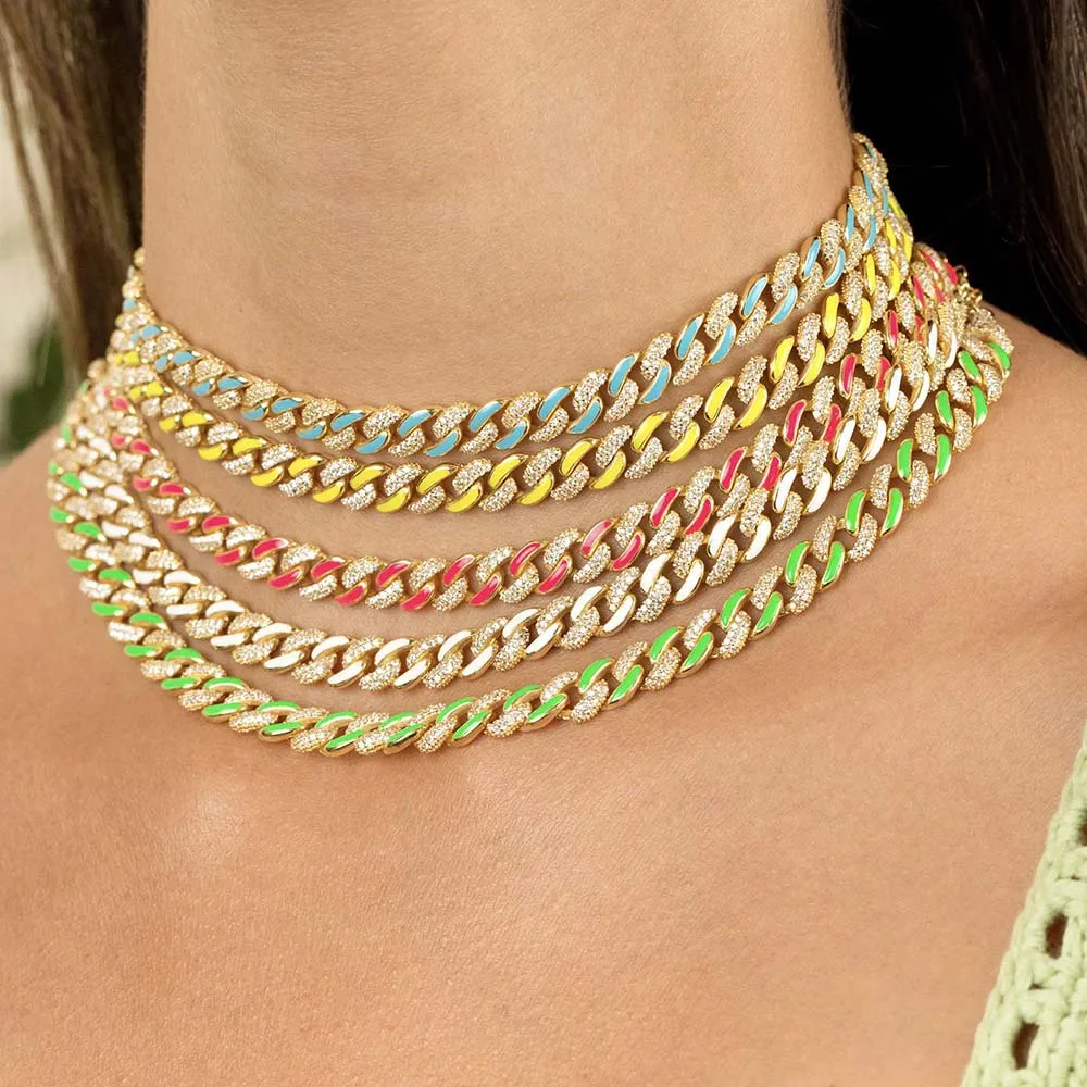 Pavé Enamel Chain Link Choker