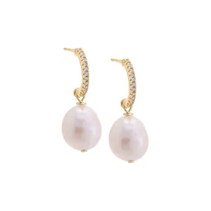 Pavé Open Pearl Hoop Earring