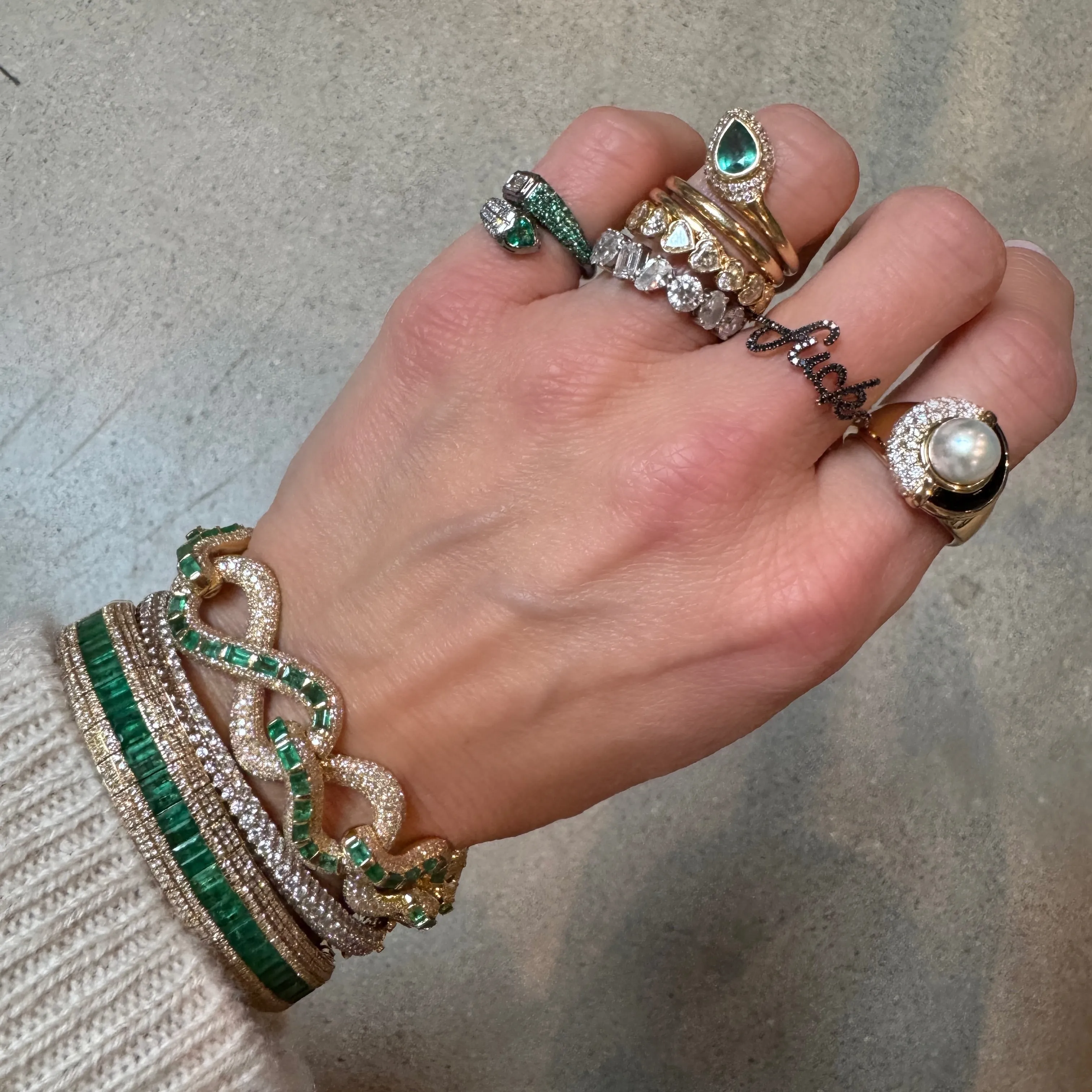 Pave Diamond & Gemstone Scales Stretch Bracelet