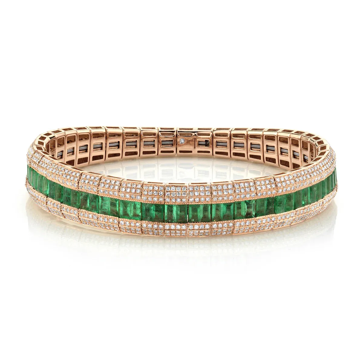 Pave Diamond & Gemstone Scales Stretch Bracelet
