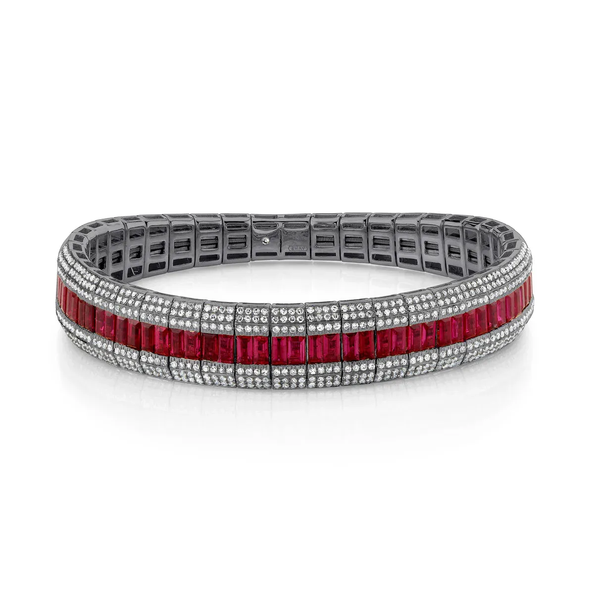 Pave Diamond & Gemstone Scales Stretch Bracelet