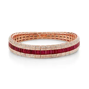 Pave Diamond & Gemstone Scales Stretch Bracelet