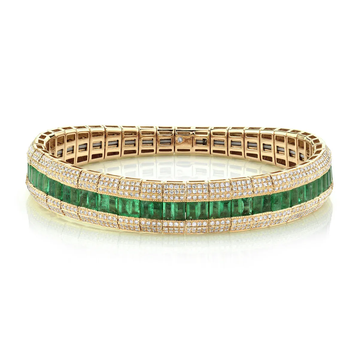 Pave Diamond & Gemstone Scales Stretch Bracelet