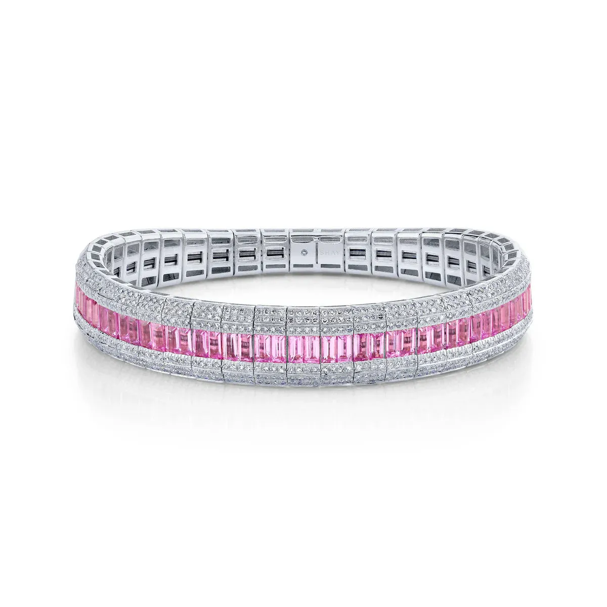 Pave Diamond & Gemstone Scales Stretch Bracelet