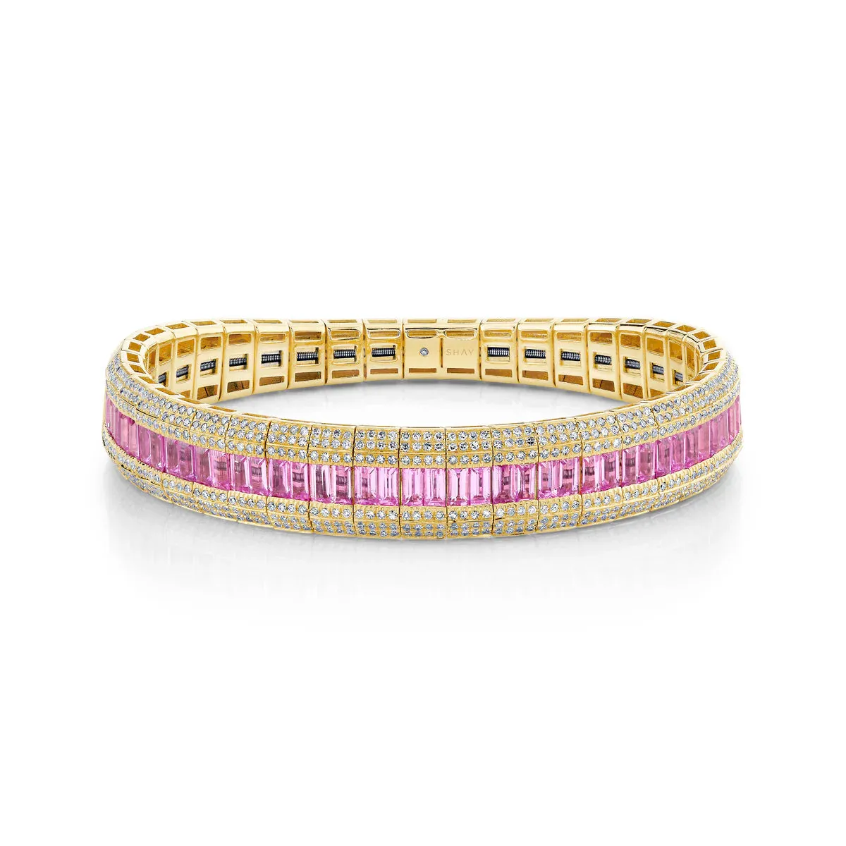 Pave Diamond & Gemstone Scales Stretch Bracelet