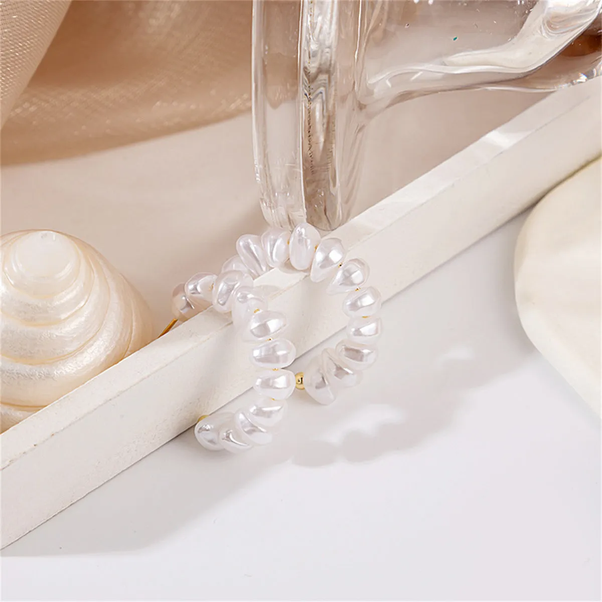 Pearl & 18K Gold-Plated Beaded Huggie Earrings