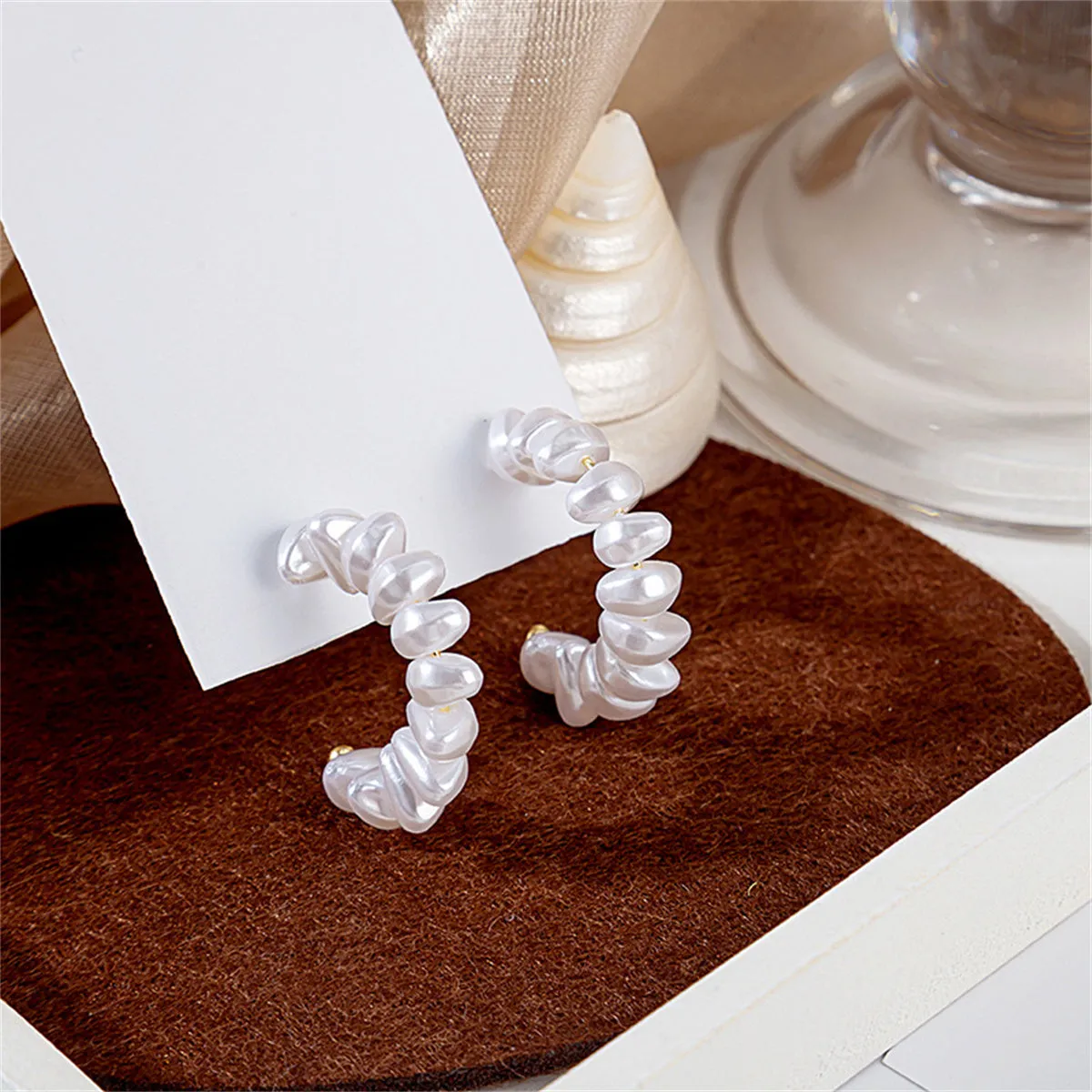Pearl & 18K Gold-Plated Beaded Huggie Earrings