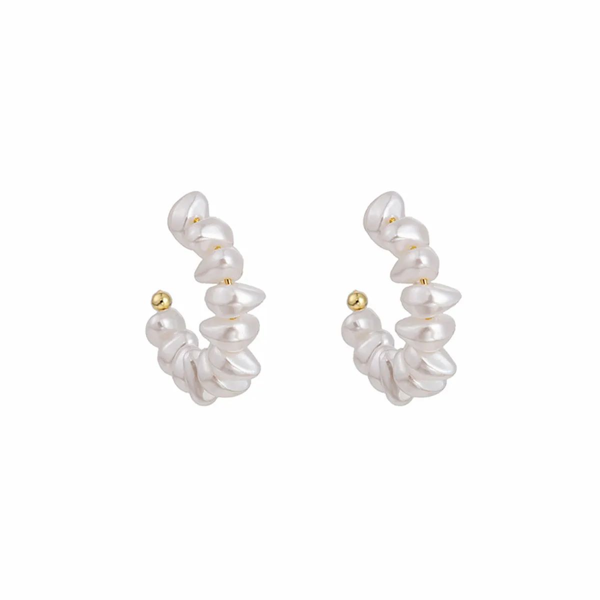 Pearl & 18K Gold-Plated Beaded Huggie Earrings