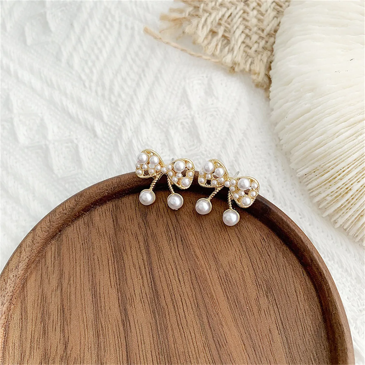 Pearl & 18K Gold-Plated Bow Stud Earrings