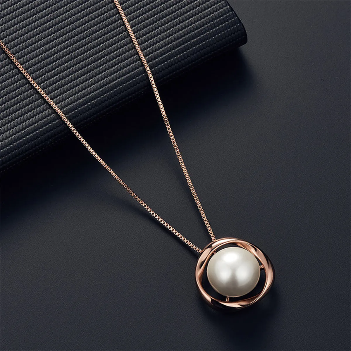 Pearl & 18K Rose Gold-Plated Stud Earrings & Pendant Necklace