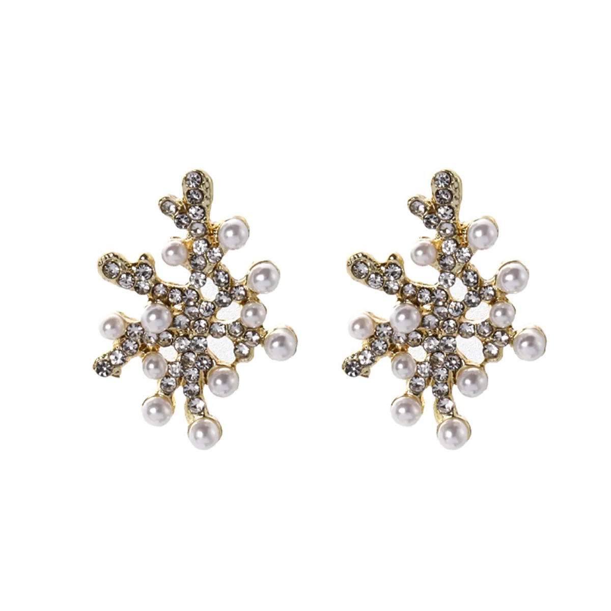 Pearl & Cubic Zirconia 18K Gold-Plated Coral Stud Earrings