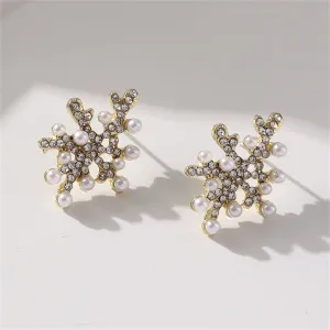 Pearl & Cubic Zirconia 18K Gold-Plated Coral Stud Earrings