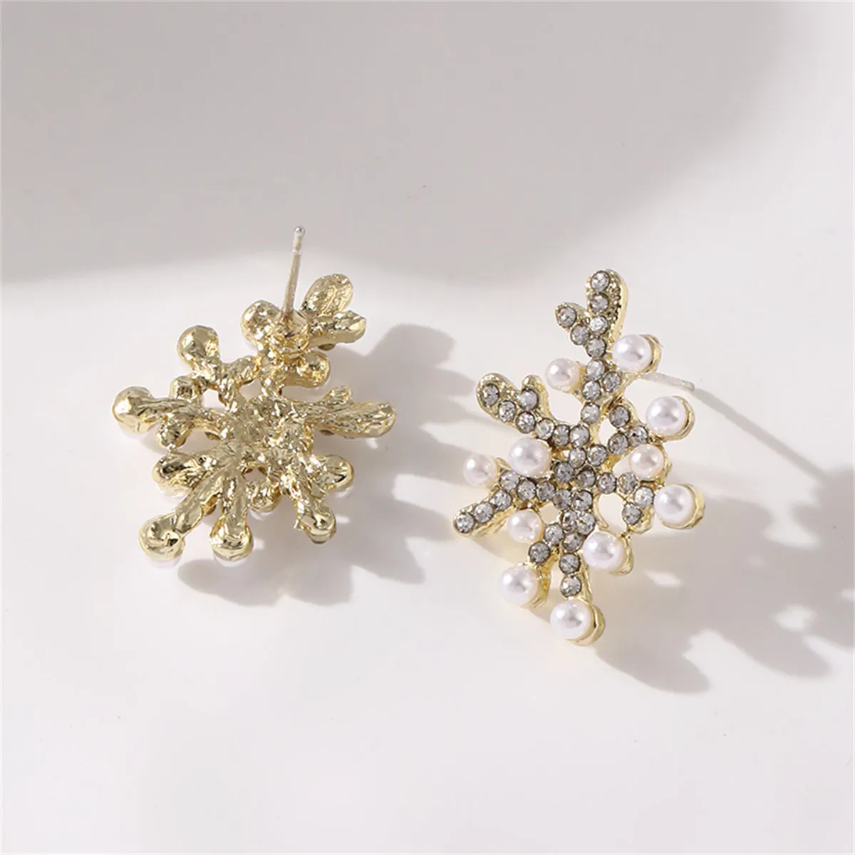 Pearl & Cubic Zirconia 18K Gold-Plated Coral Stud Earrings