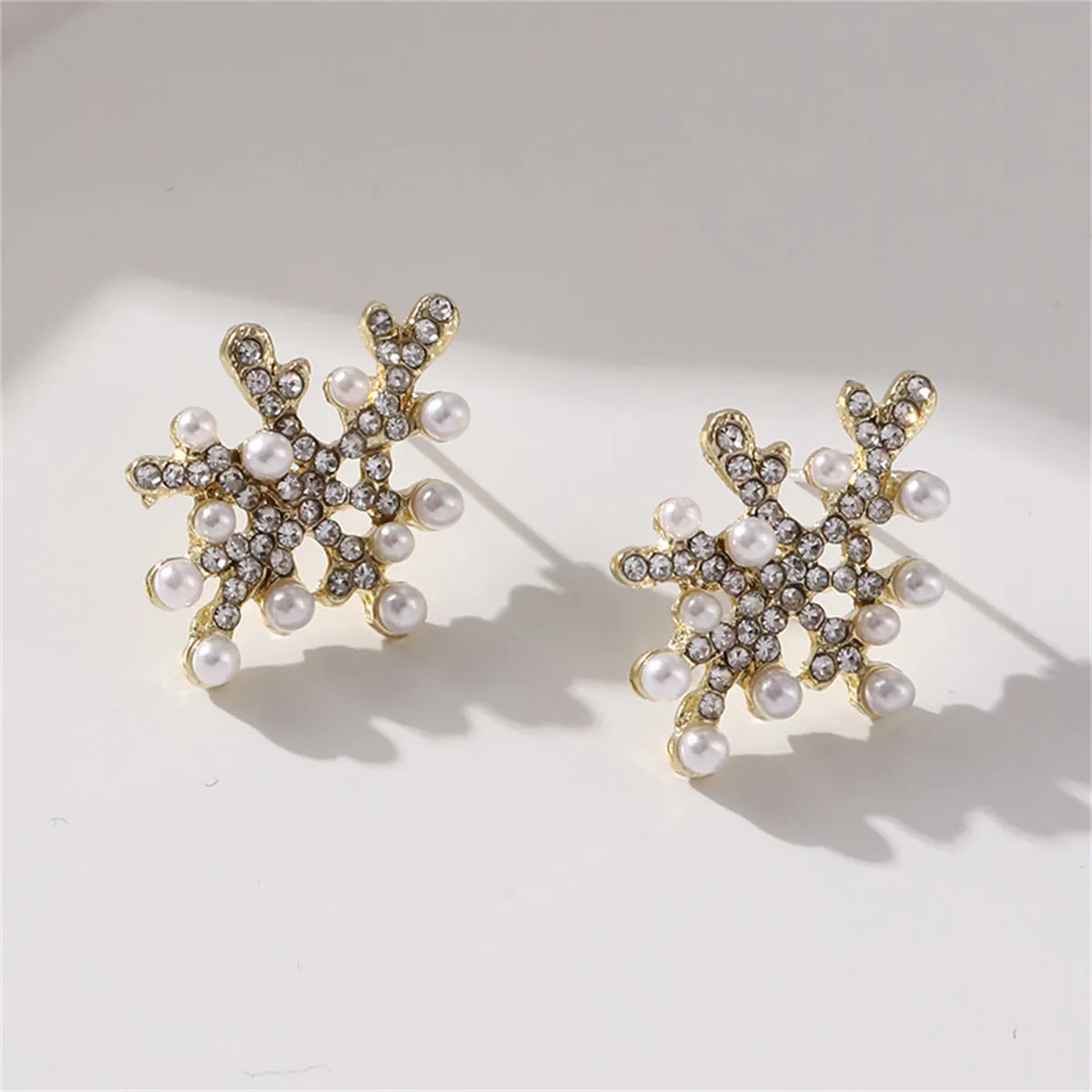 Pearl & Cubic Zirconia 18K Gold-Plated Coral Stud Earrings