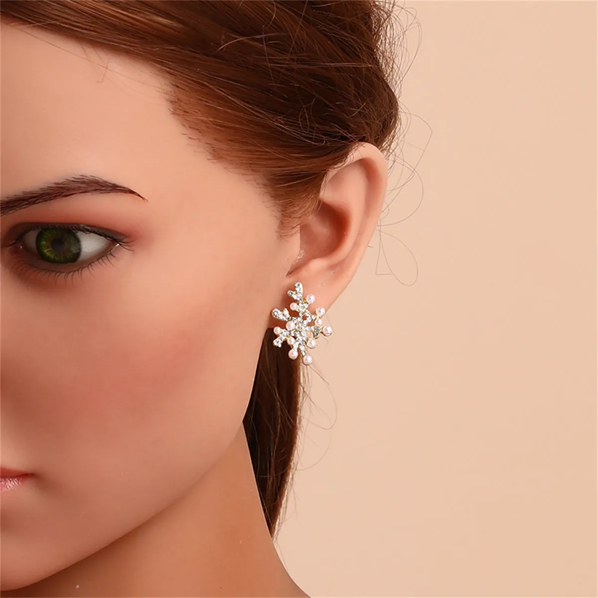 Pearl & Cubic Zirconia 18K Gold-Plated Coral Stud Earrings