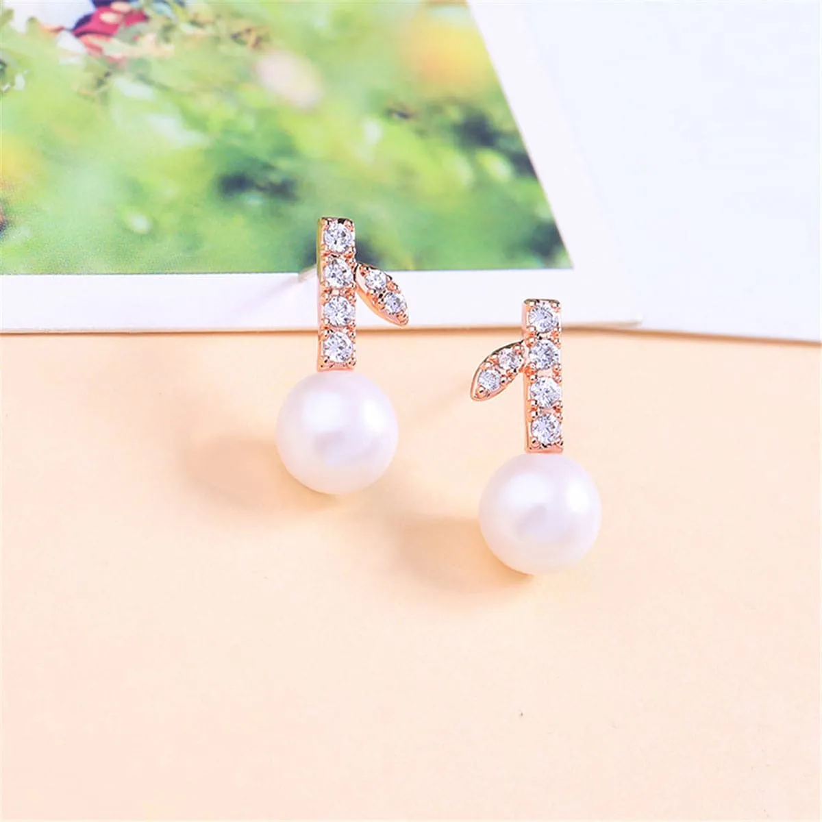 Pearl & Cubic Zirconia 18K Rose Gold-Plated Botany Stud Earrings