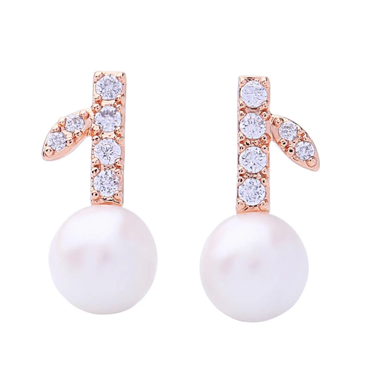 Pearl & Cubic Zirconia 18K Rose Gold-Plated Botany Stud Earrings