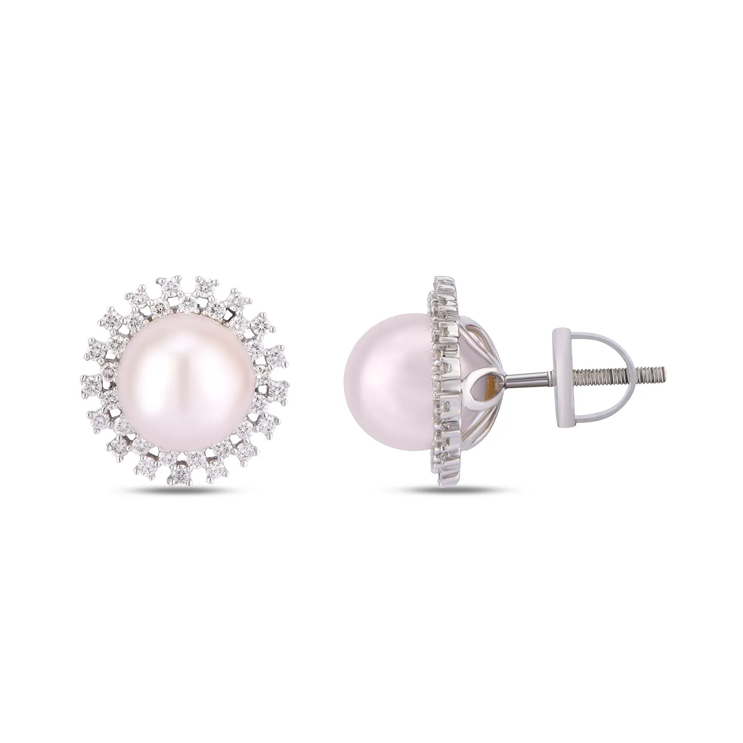 Pearl and diamond Stud Earrings